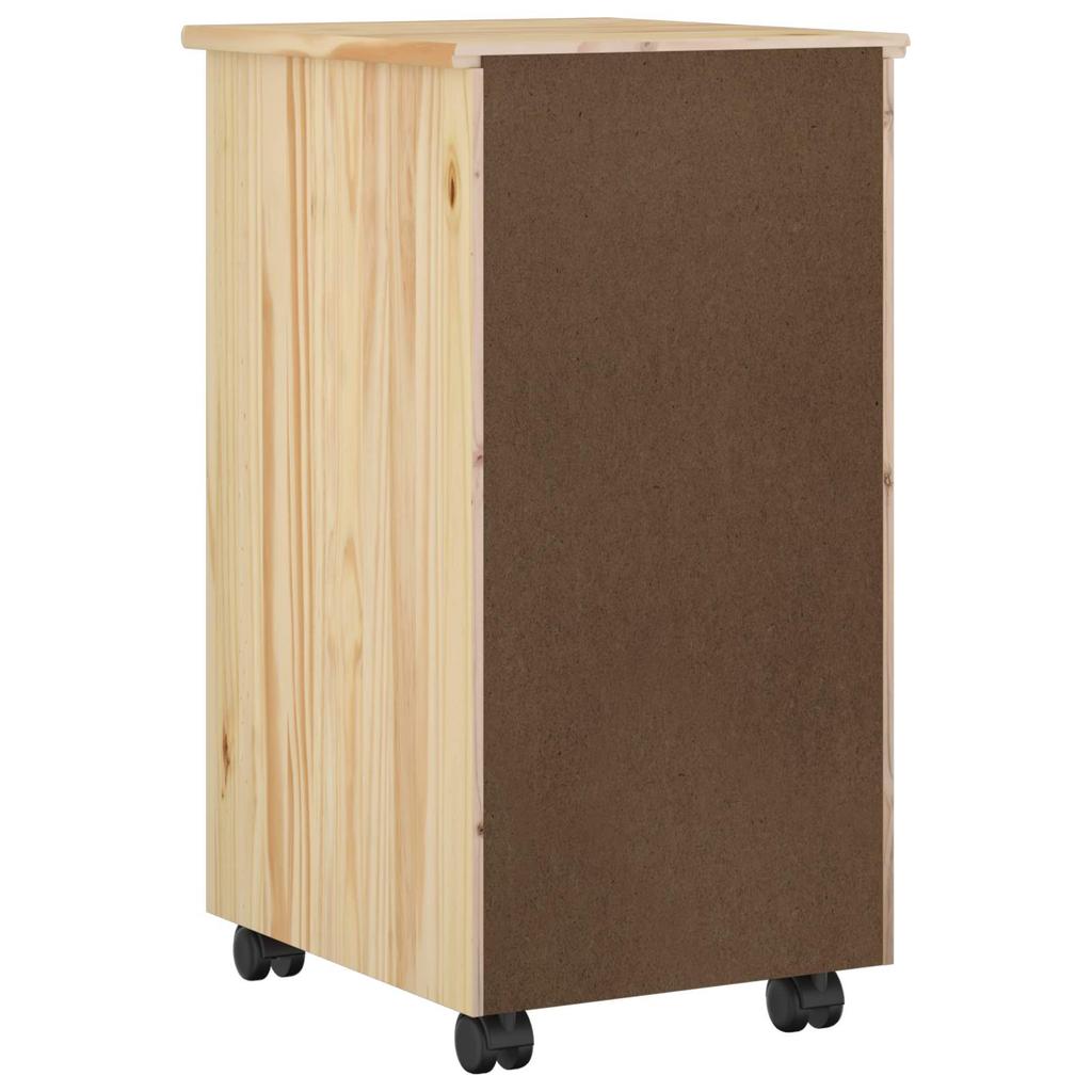 Rolling Cabinet Brown 34 x 39 x 65.5 cm Solid Pine Wood