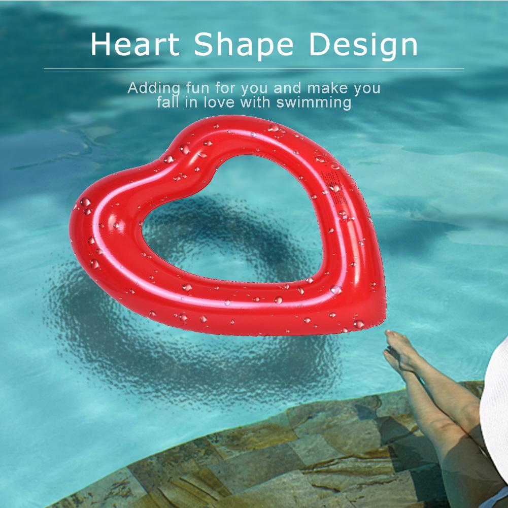 Lovely Heart Shaped Inflatable Swim Swimming Pool Float Ring Toy for Kids Adults(Red)