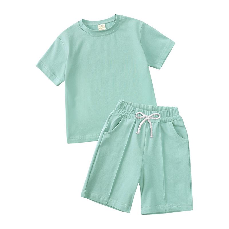 2026 Summer Boys' Casual T-shirt and Shorts Set - Loose Fit, Short-Sleeve for Toddlers and Kids (2-Piece Set)