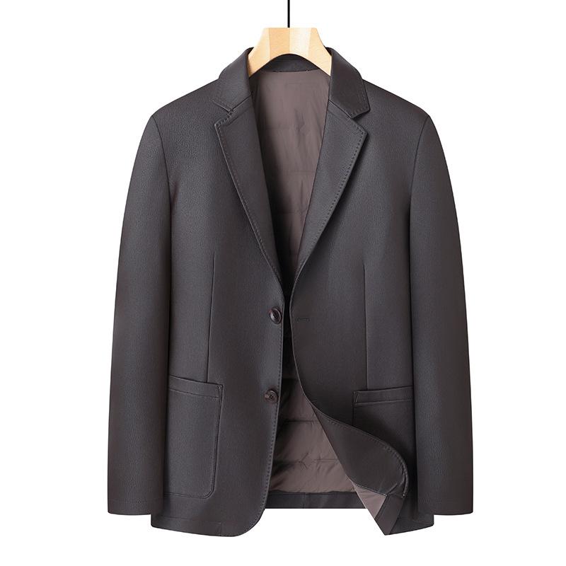 

Куртка из натуральной кожи, мужская куртка-пуховик из овчины, осенняя новая мотоциклетная кожаная куртка с воротником-стойкой, осенняя одежда 195