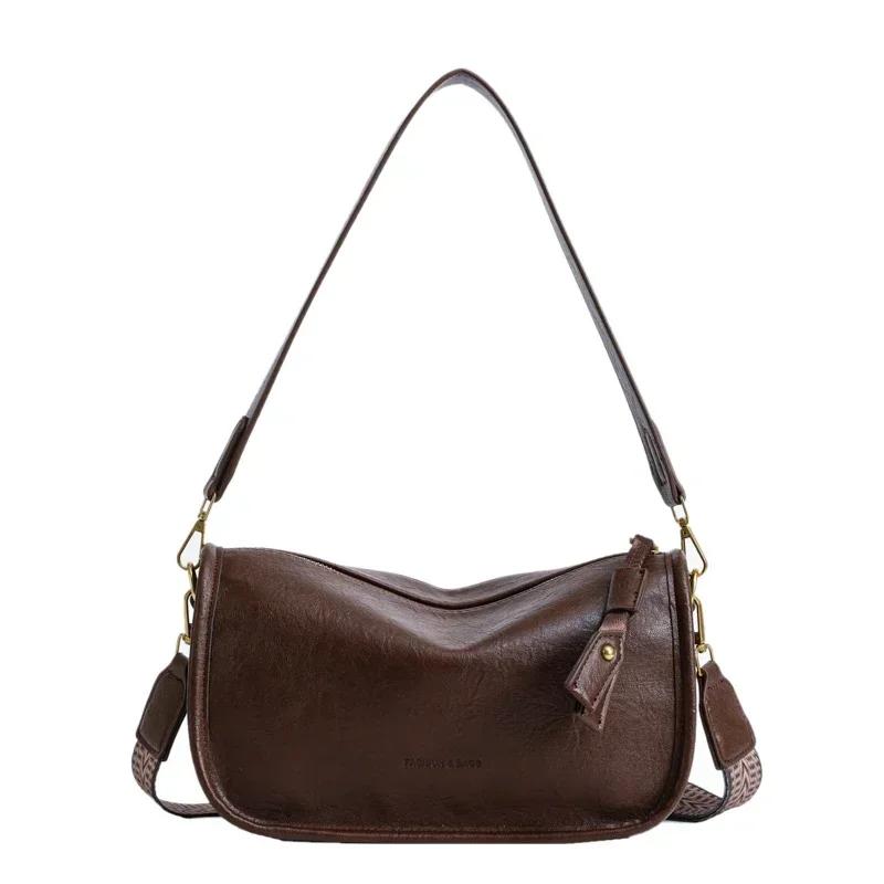 

Сумка через плечо, большая вместимость, женская, осенняя, новый стиль, простая, из искусственной кожи, на молнии, с нитками, сумка через плечо для поездок на работу