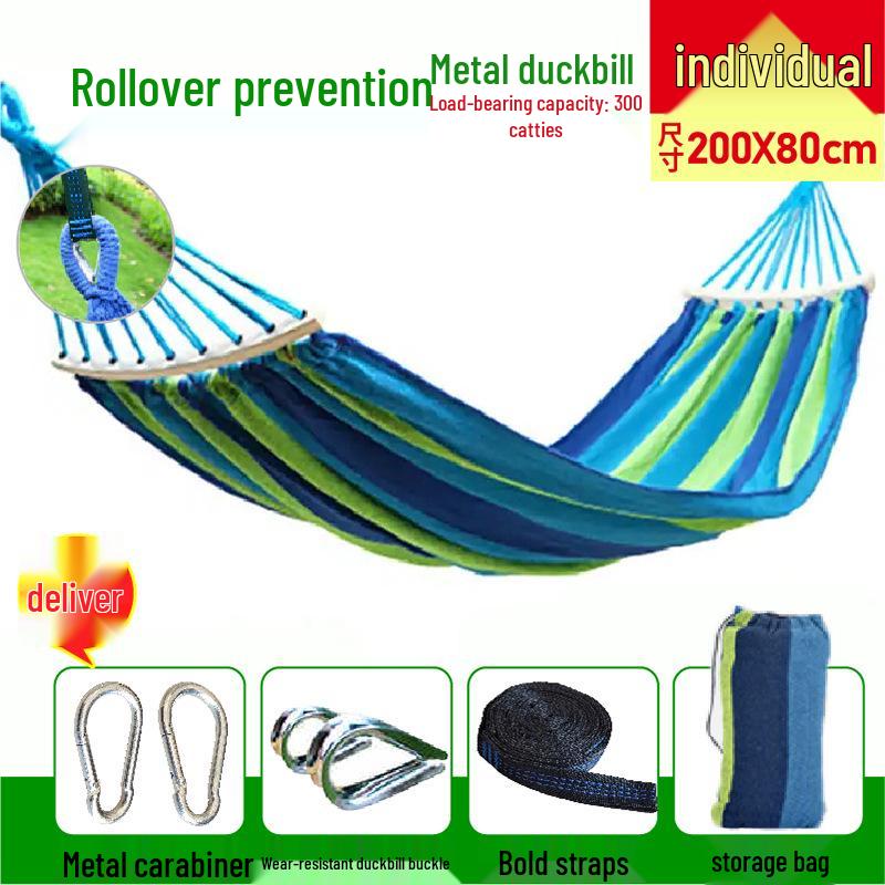 Reinforced Wooden Stick Canvas Outdoor Camping Hammock
