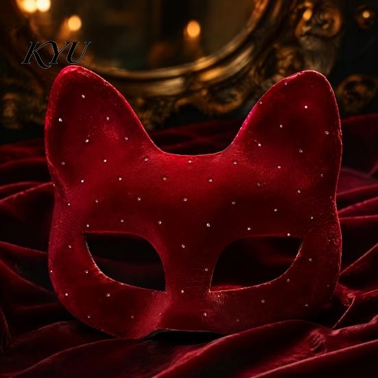 Stylish Costume Masque for Events Cat Masquerade Masque, Sparkly Sequins/Velvet/Black Half Face Comfortable Plastic Adults Women Men Halloween