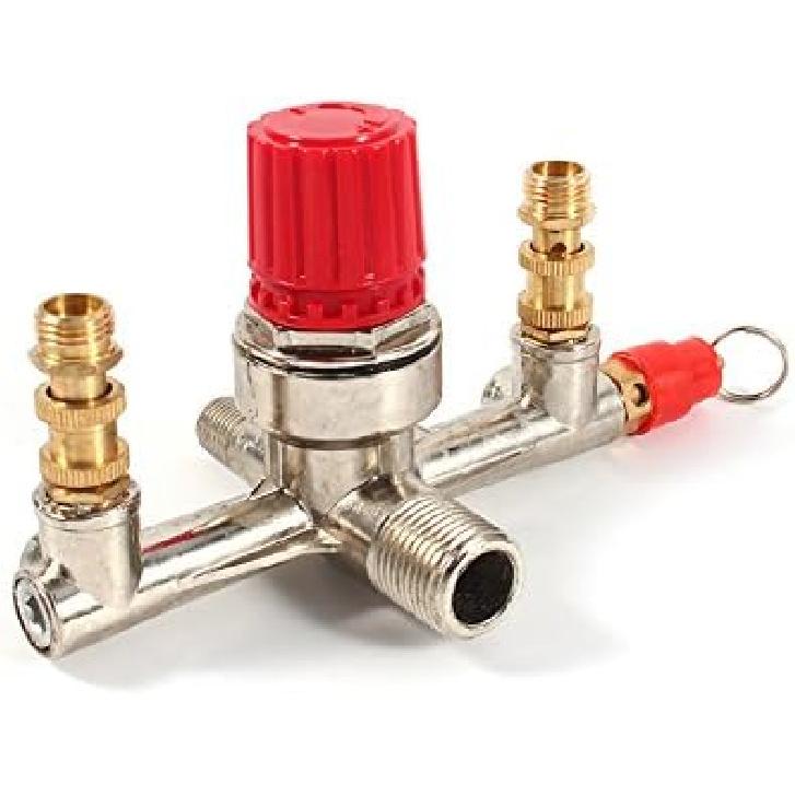 Double Outlet Tube Zinc Alloy Air Compressor Pressure Regulator Valve Fit Parts Efficient Voltage Regulation Superior Sealing Air Compressor Pressure