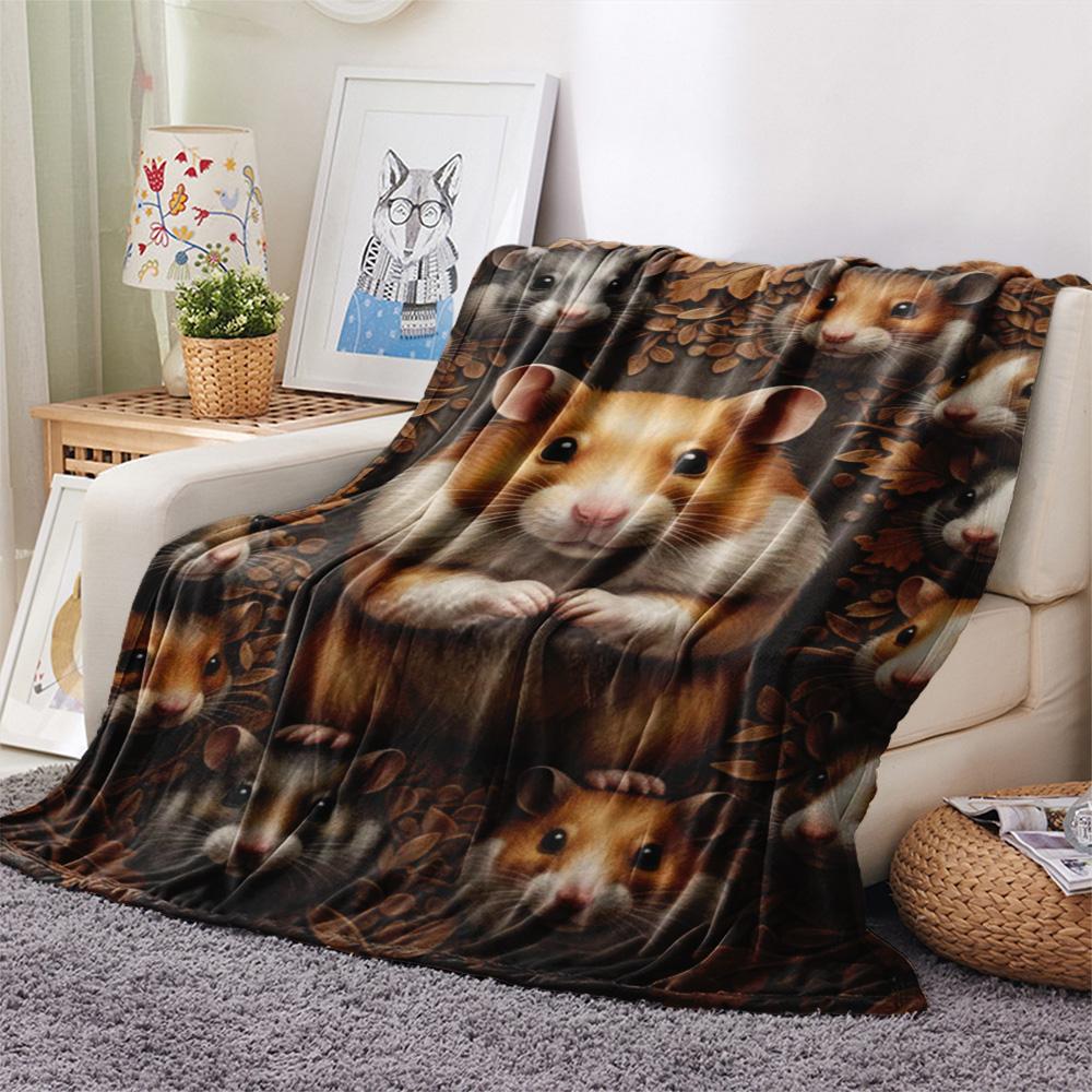 1PC Natural Decoration Print FlAannel Blanket, High quality Comfortable for All Seasons, Home Decor, Warmth and Comfort