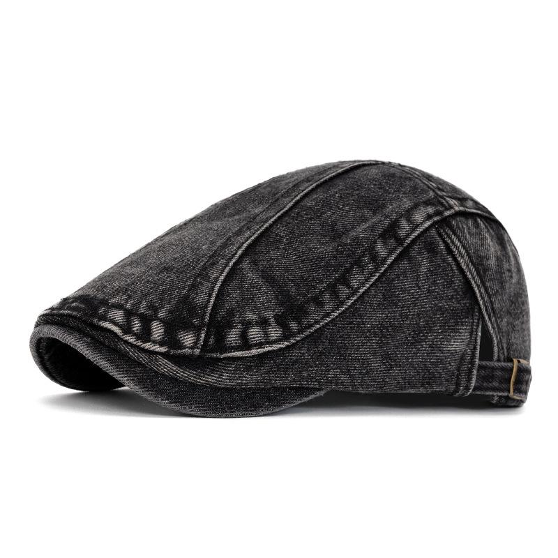 Vintage Denim Beret Women British Newspaper Boy Progressive Cap Solid Color Peaked Cap for Men