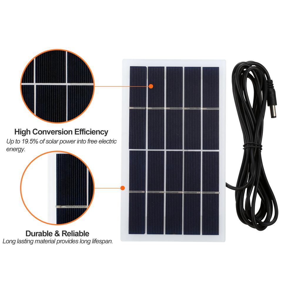 2W 5V Solar Panel with   Port Polycrystalline Silicon Solar Cell   Waterproof Camping Portable Power Solar Panel Compatible for 3.7V Battery Street