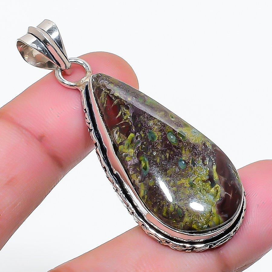 Natural Dragon Blood Gemstone Handmade 925 Sterling Silver Pendant 2.01 AP-14820