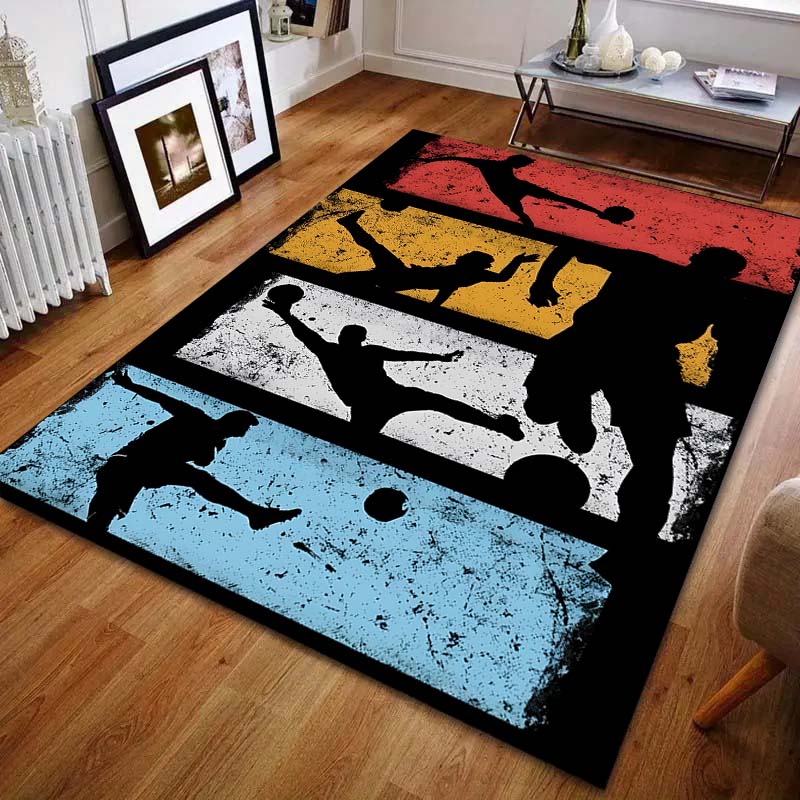 Football Kicking Posture Print Carpet for Bedroom Living Room Bedside Sofa Floor Mat Modern Home Decor Space Area Rug