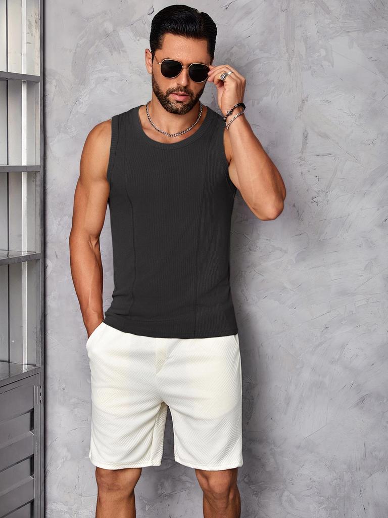 Men's Korean Style Quick-Dry Sleeveless Slim Fit Tank Top for Summer Fitness