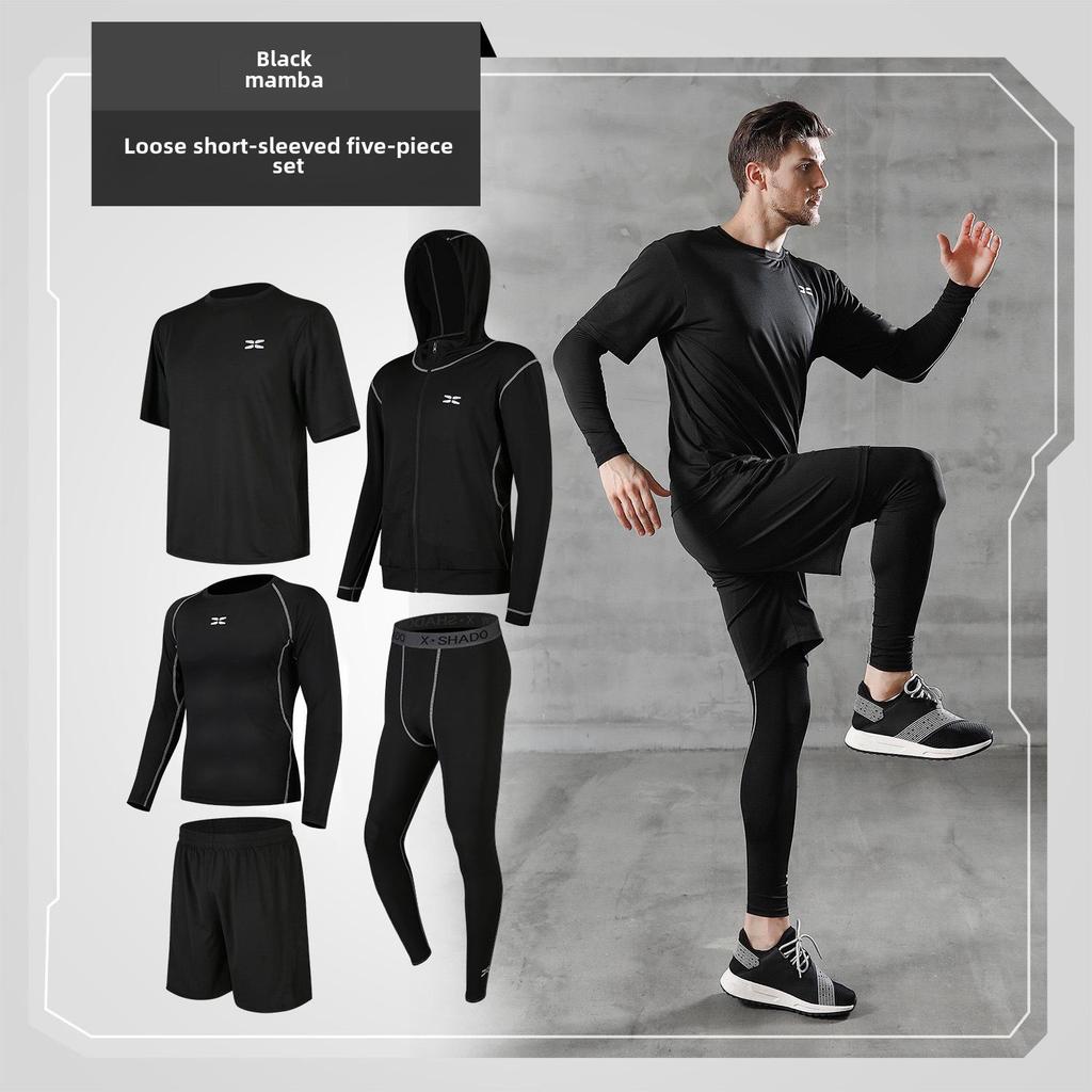 Men's Casual Fitness Running Suit: Shorts & Short-Sleeved Tights for Yoga & Training
