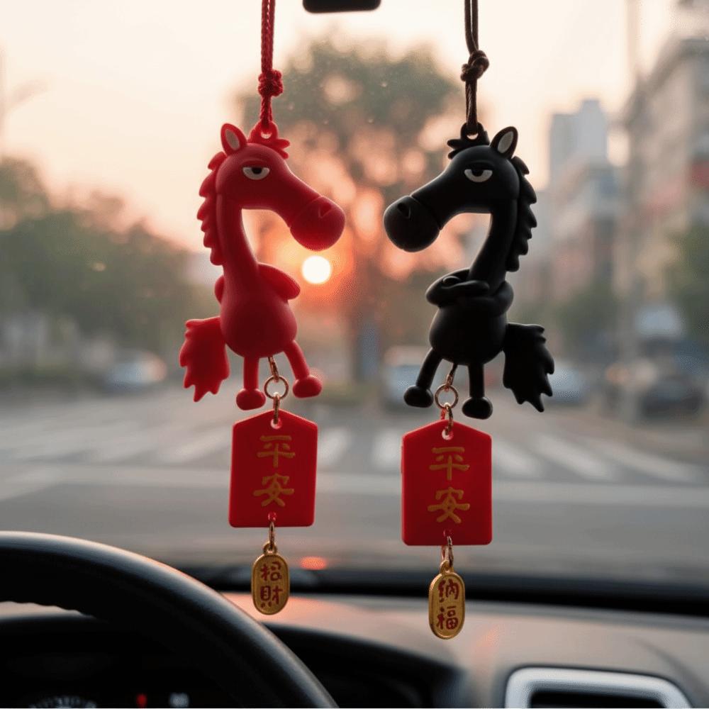 with Tassel Spring Festival Car Hanging Pendant Tang Horse Rearview Mirror Decor  Birthday Gift