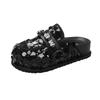 Fashion Bling Platform Mules Slippers Women Flat Sandals Casual Loafers Shoes Woman 2025 Trend Comfort Elegant Dress Summer Slides Mujer