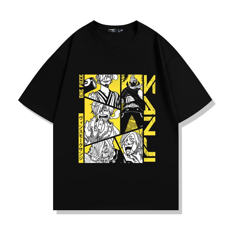 Pánské tričko s japonským anime a mangou SANJI Klasické grafické tričko pro ženy Pánské oblečení Bavlna Krátký rukáv Ležérní Volné Topy