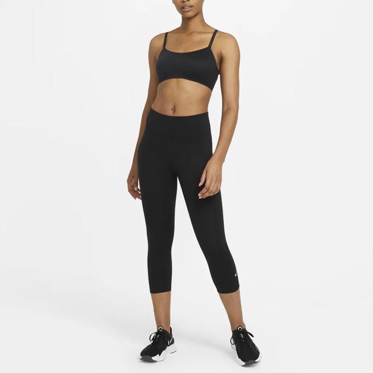 Nike Solid High-Waisted Seven-Eighths Fitness Pants Women Bottoms Black DD0245-010