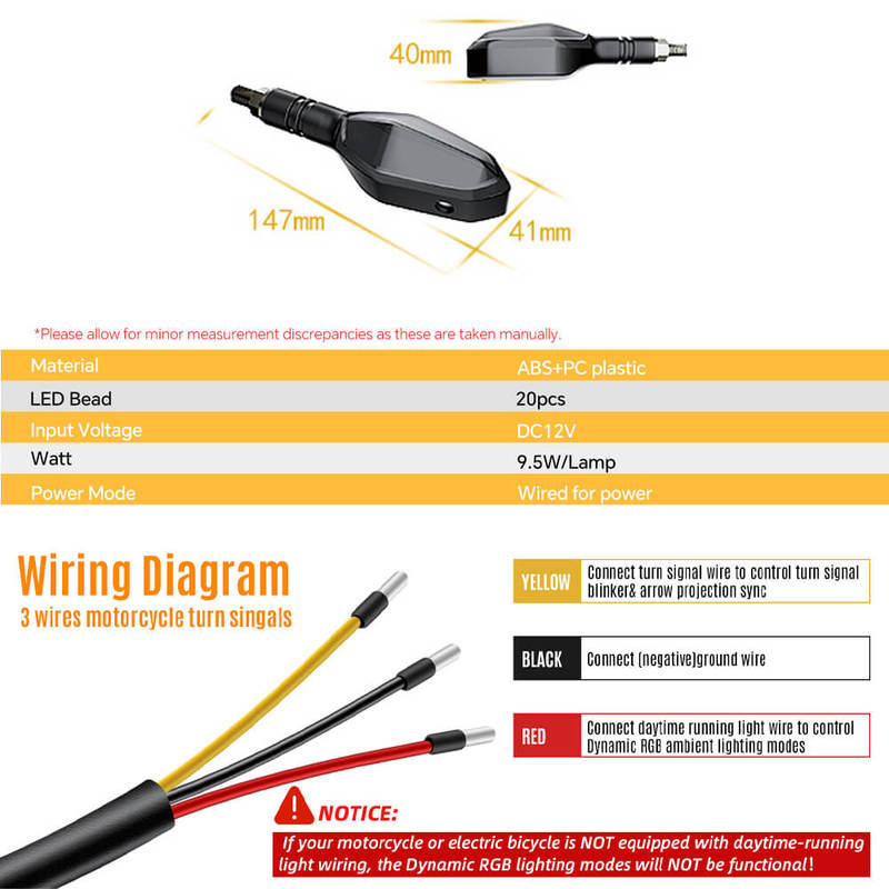 Universal Motorcycle LED Turn Signal Light ground Projector Flasher Lamp 27 Lighting Modes RGB Flowing Daytime Running Lights