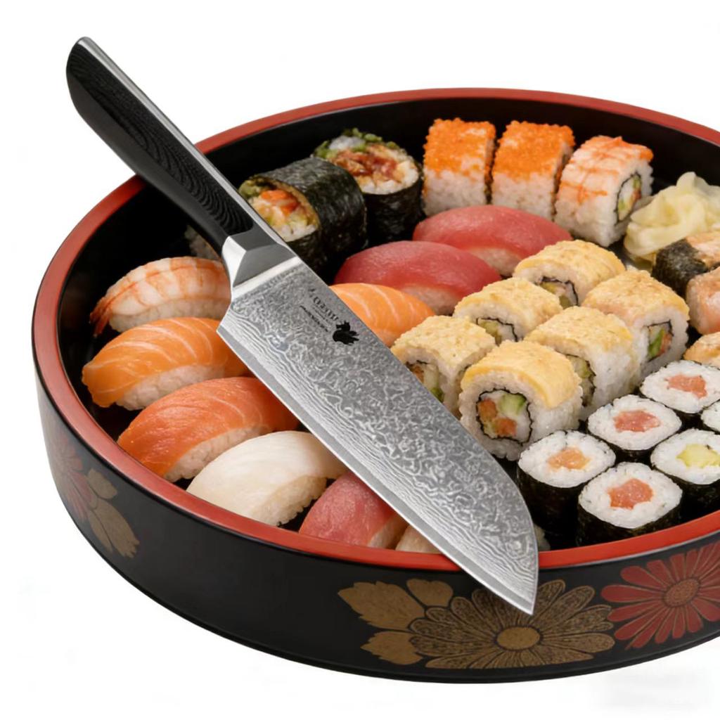 7 Inch Santoku Knife 67-layers Damascus Steel Blade G10 Handle Chef Slicing Vegetables Cleaver Meat Japanese Kitchen Knives