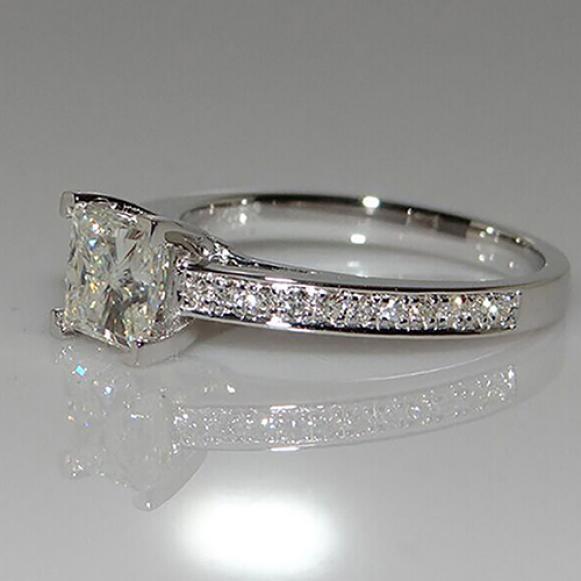 Women Fashion Square Rhinestone Silver Color Wedding Bridal Party Ring Gift