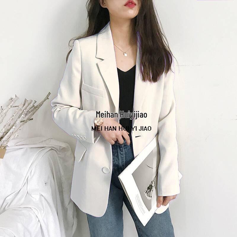 2025 Korean Style Women's Chic Casual Loose Long Sleeve Suit Top for Spring and Autumn
