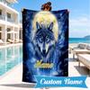 Personalisierbares Strandtuch mit Wolfsgeist-Motiv, Mikrofaser-Strandtuch, Leicht und Schnelltrocknend, für Sommerreisen, Schwimmbad-Geschenk
