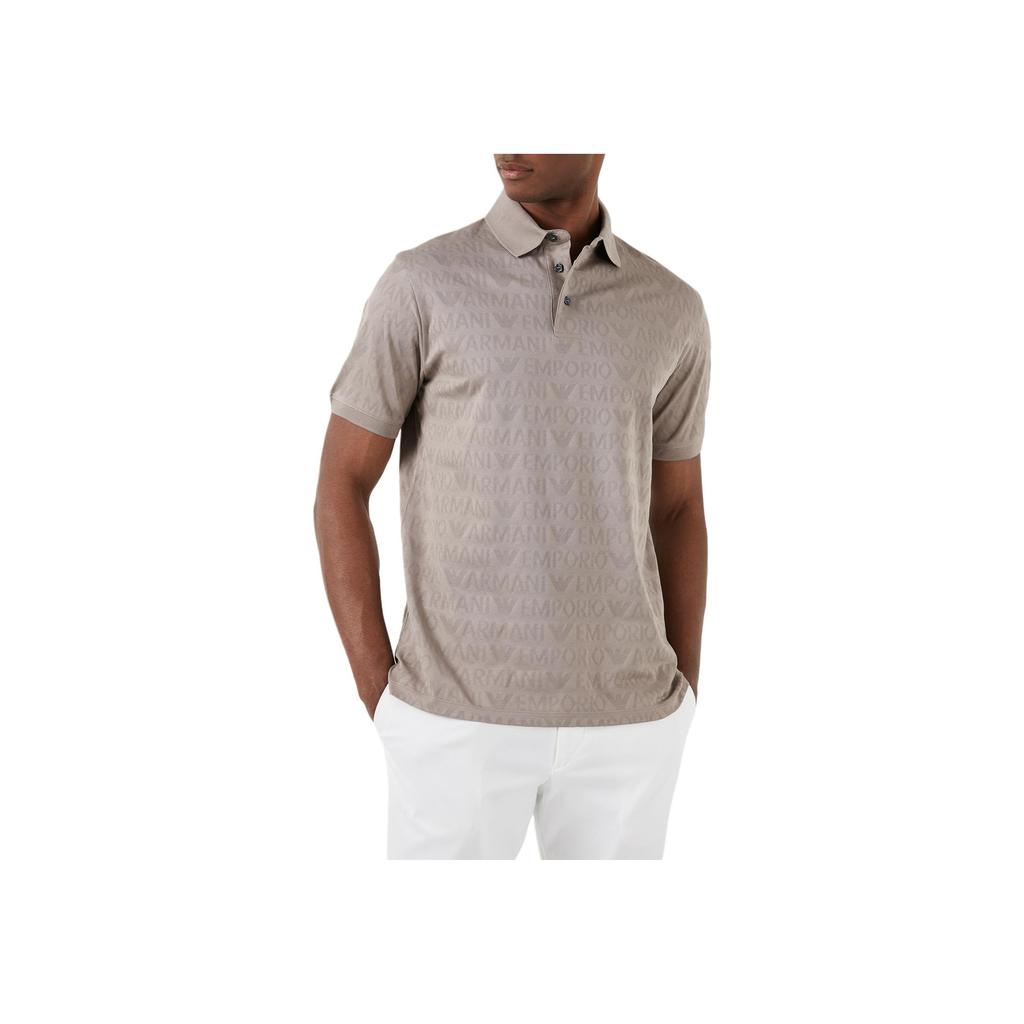 Emporio Armani All Over Print Polo Collar Short Sleeve Polo Shirt Men tops Beige 3D1FM8-1JORZ-0650