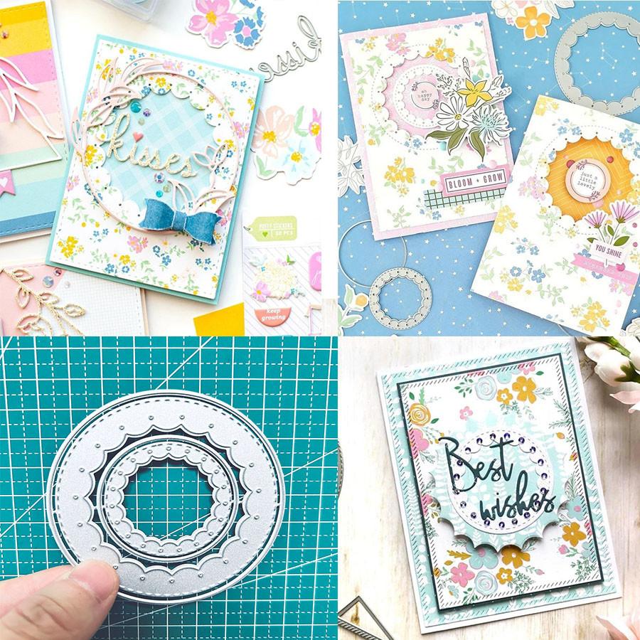 Garland Circle Frame Metal Cutting Dies Stencil for DIY Scrapbooking Photo Album Embossing Paper Cards Crafts Diecuts