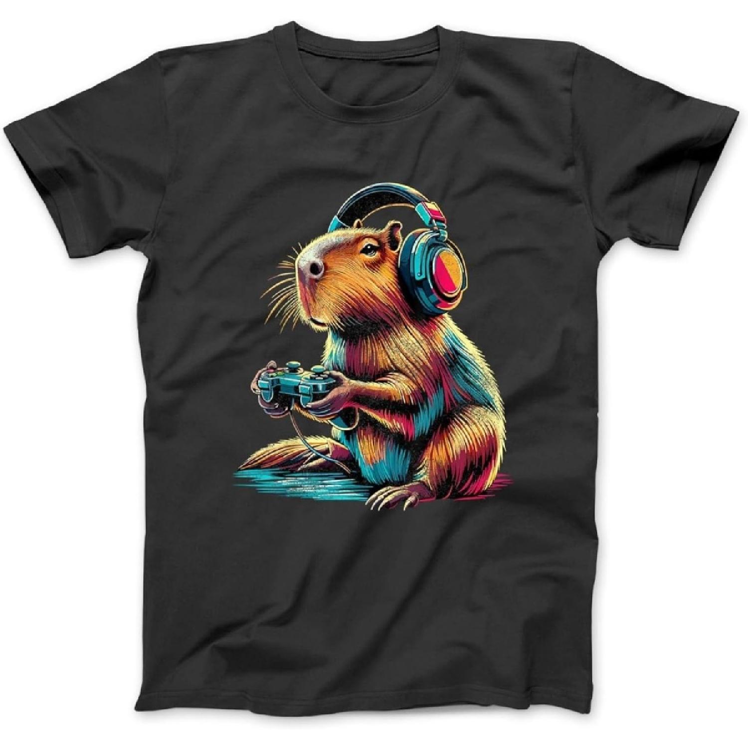 Capybara Funny Video Games Capybara T-Shirt WTE Mens Womens, Unisex Longsleeve Tanktop Hoodie Black S
