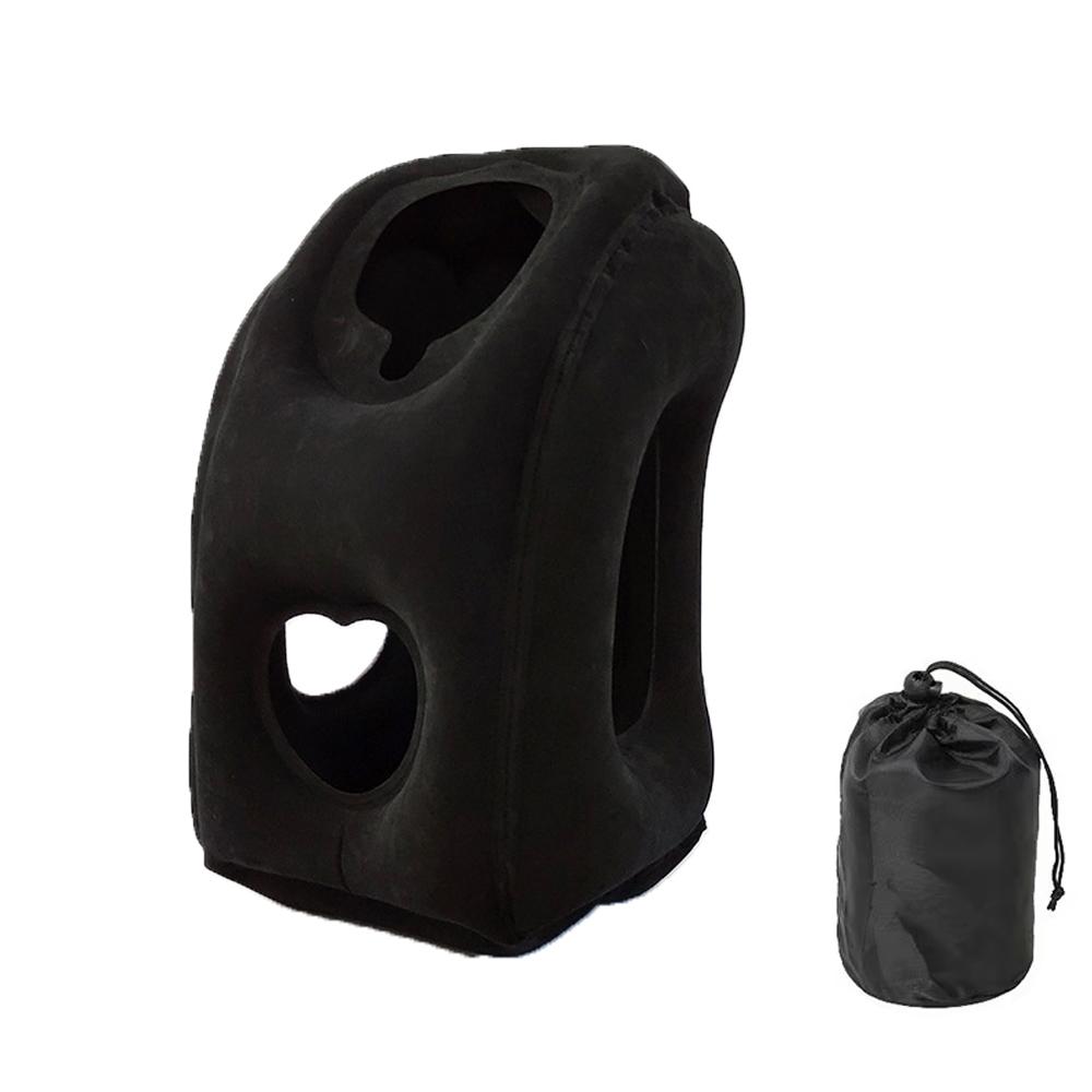 

Portable Inflatable Travel Pillow Neck Support for Office Naps Airplane Flights Train Sleepouts Outdoor Camping чёрный
