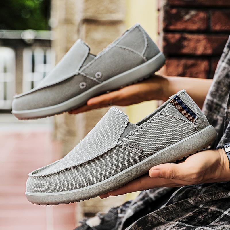 Fashion Men's Canvas Loafers Slip-On Breathable Comfortable Casual Shoes Lightweight Soft Sole Summer Outdoor Walking Sneakers for Men