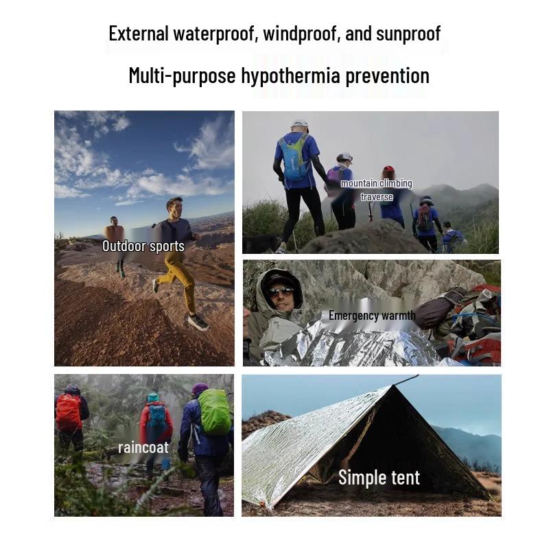 Portable Emergency Thermal Blanket: Outdoor Survival, Anti-Freeze, Anti-Hypothermia, Thick Aluminum Foil for Camping and First Aid.