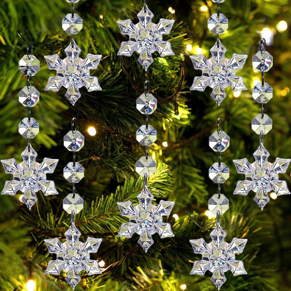 30PC DIY Christmas Crystal Snowflake Pendant Christmas Acrylic Decorative Pendant Pendant Wedding Holiday Party Venue Decoration