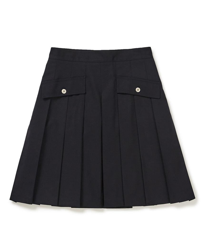 CLOVE [25Ss Clove] Button Pocket Pleated Skirt (Dark Navy)