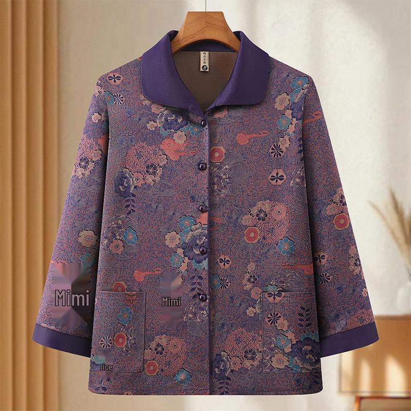 

Plus Size Loose Nine-point Sleeve Top for Middle-Aged & Elderly Women - Spring & Autumn New Style XL (suggested 90-105 jin) фіолетовий