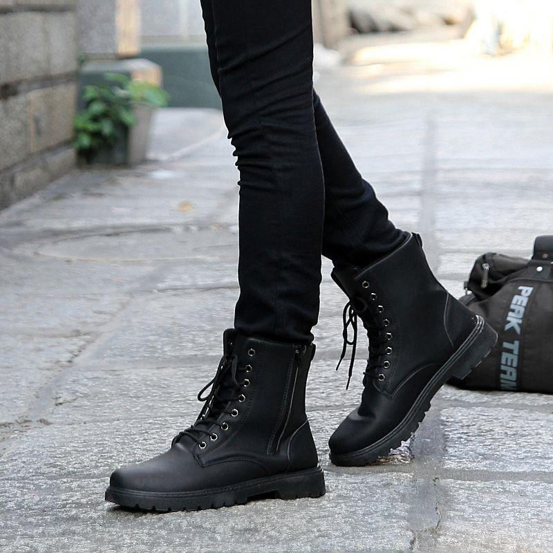 Modische Herren Winter Warm Flach Schnürung Lässig PU-Leder Schneestiefel Für Stilvollen Komfort