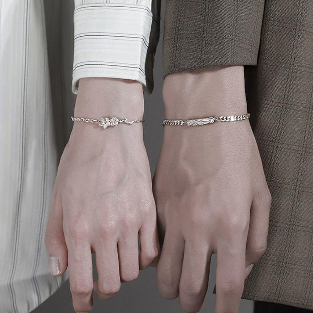 Valentine's Day Simple Thin Bracelet Flower Couple Bangle Classic Lovers Bracelet  Gifts