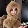 Cute Bear Hat Gloves Three In One Scarf Plush Hat for Women In Winter Riding Easy Outdoor High End Warm Hat