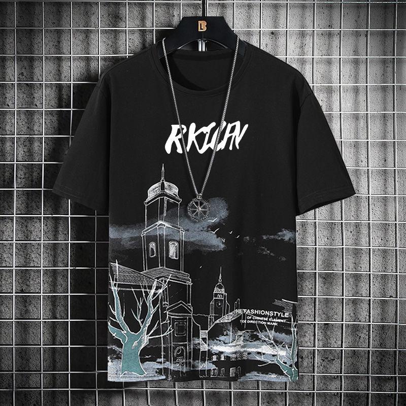 Gradient Quick-Drying Men's Short-Sleeved T-Shirt Summer Ins Cool Ice Silk Large Size Loose Casual Tops Men 1/2 Pieces Clothes, Tops, T-Shirts