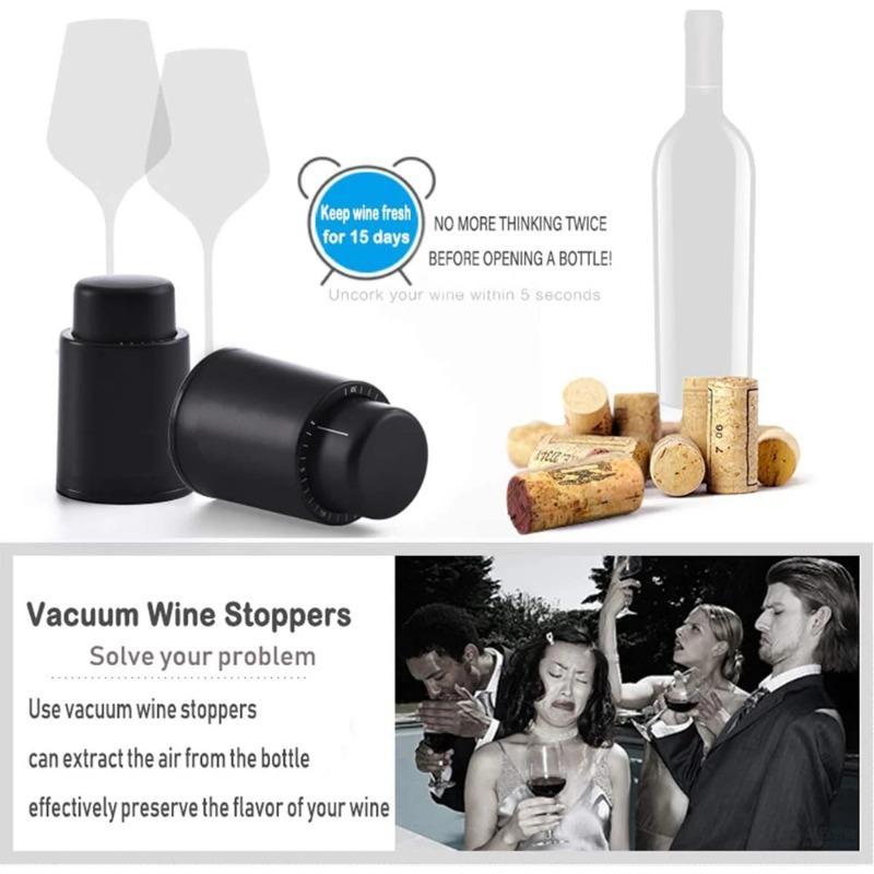 Wine Vacuum Bottle Stopper Sealed Storage Vacuum Memory Wine Stopper Push Style Bar Tools Barware Reusable Wine Cork