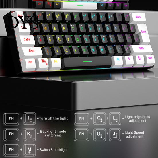 PC-Tastatur Kabelgebunden Mechanisch Gaming RGB-Licht Design 61 Tasten Kompakt Leicht Computer Büro