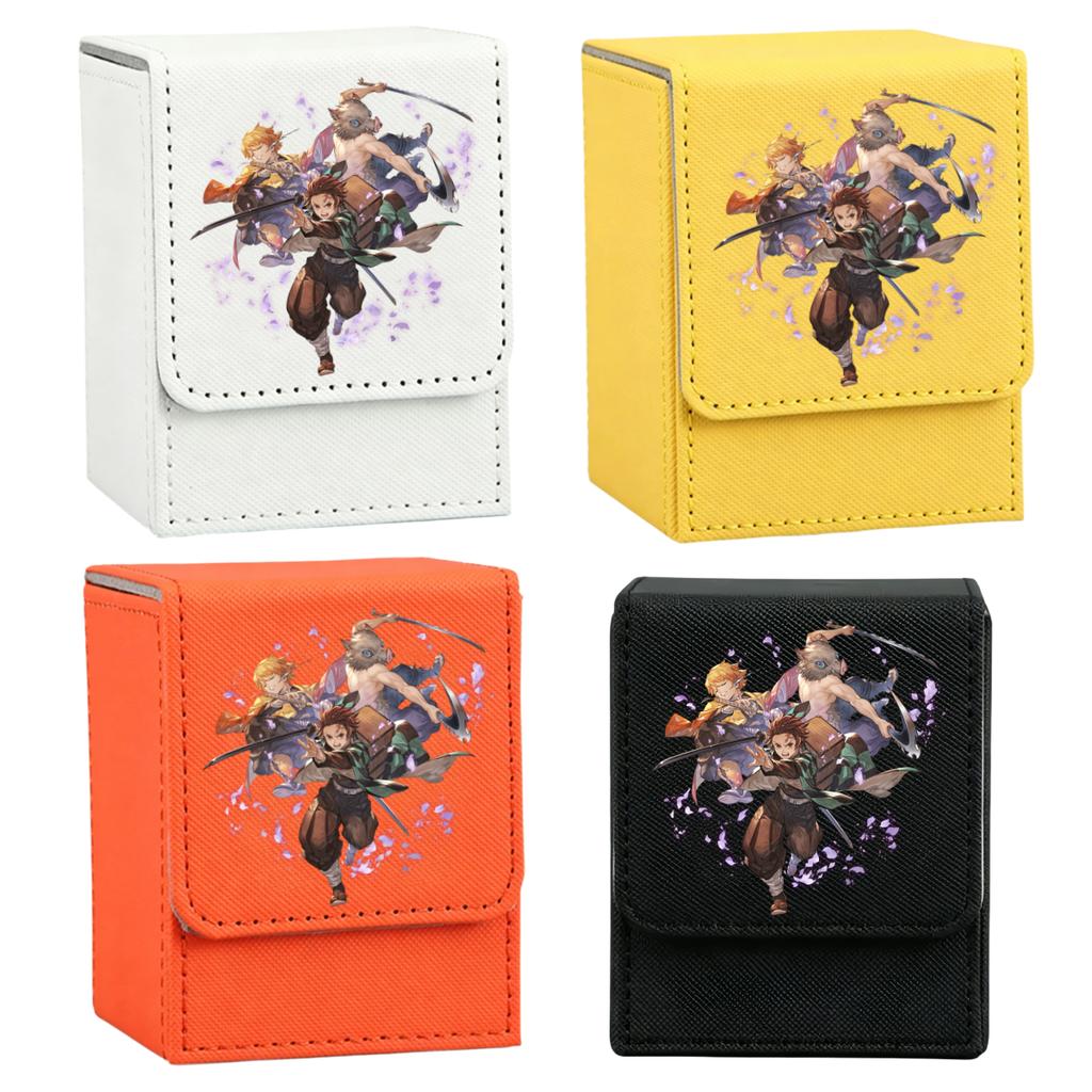 Anime Demon Slayer Card Case Kamado Tanjiro Nezuko Tsuyuri Agatsuma Zenitsu Self Made Leather Game Collection Card Storage Box