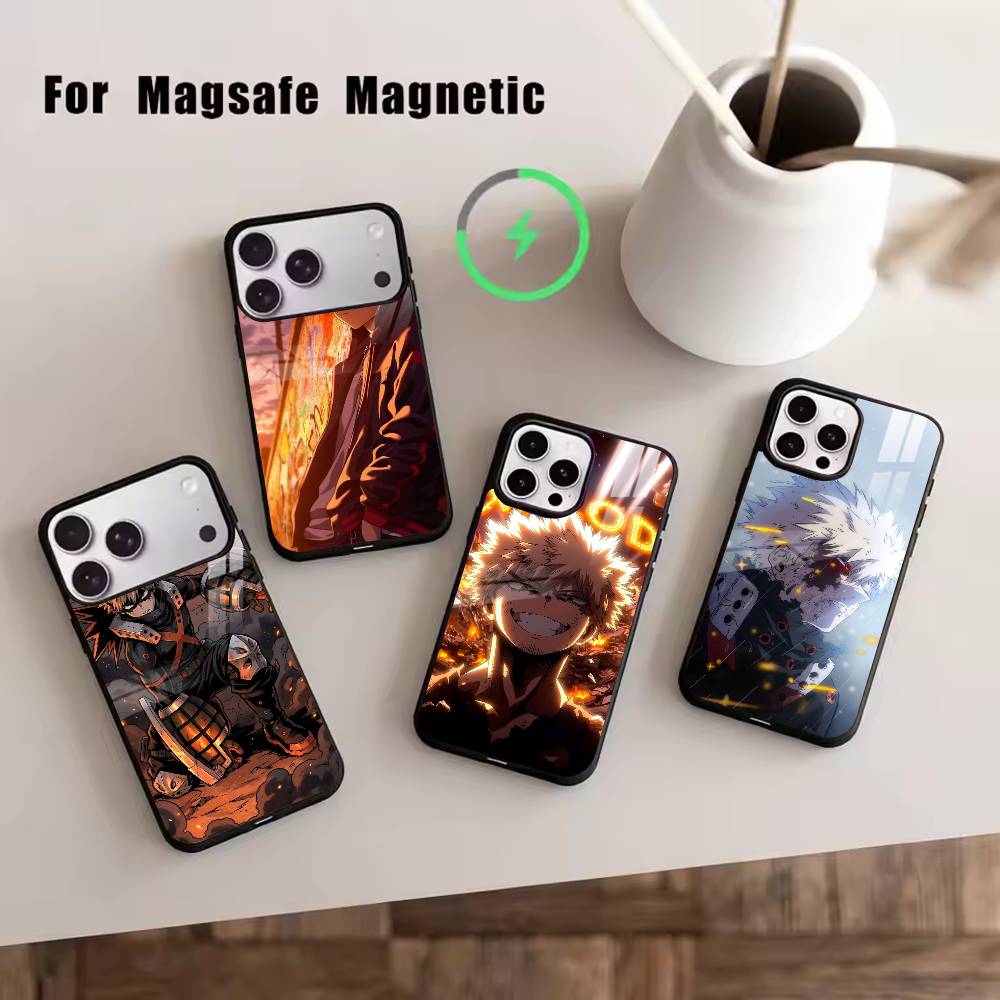 Hero Academia KK-Katsuki Handyhülle Für iPhone17,16,15,14,13,12,11 Plus,Pro Magnetisch mit Magsafe Kabelloses Laden