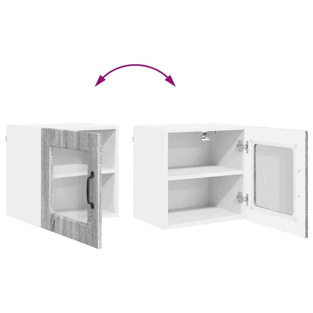 Wall Mounted Glass Cabinet PORTO Grey Sonoma 40 x 31 x 40 cm
