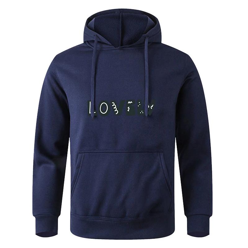 For Male And Women Spring Autumn Men's Solid Color Casual Oversize Black Sweatshirt Hoodie Pullover
