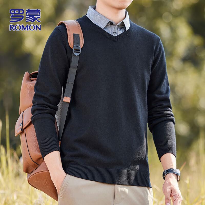 

Romon Men s Faux Two-Piece Knit Sweater 2XL