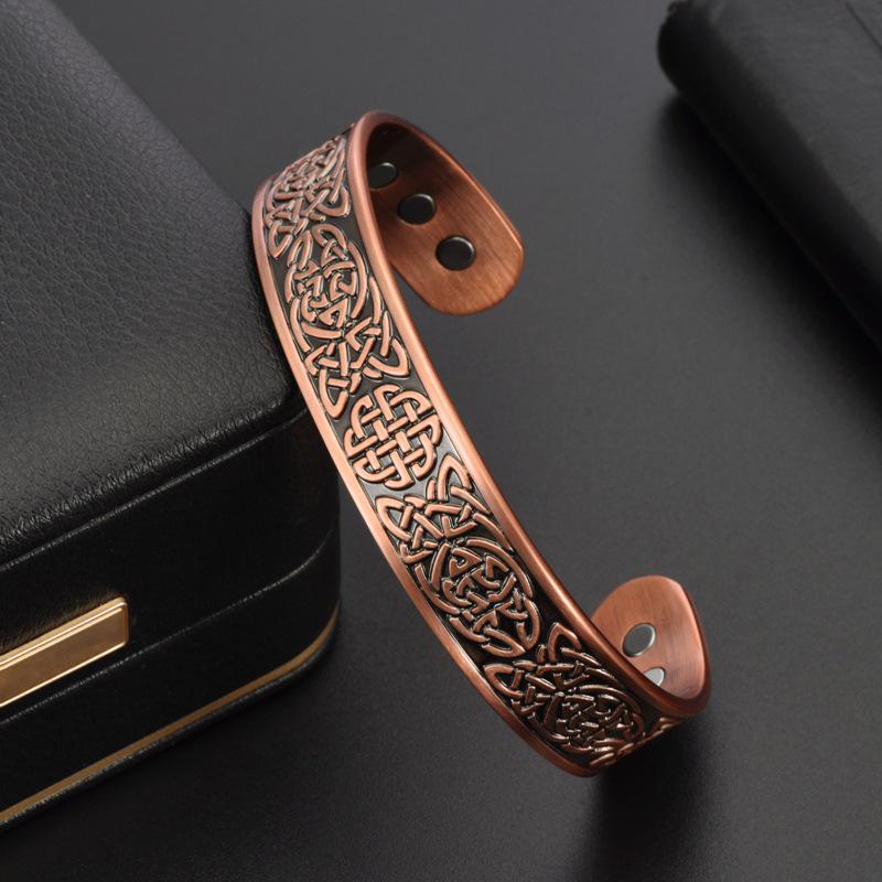 Vintage Red Copper Magnetic Therapy Bracelet for Men - European and American Style