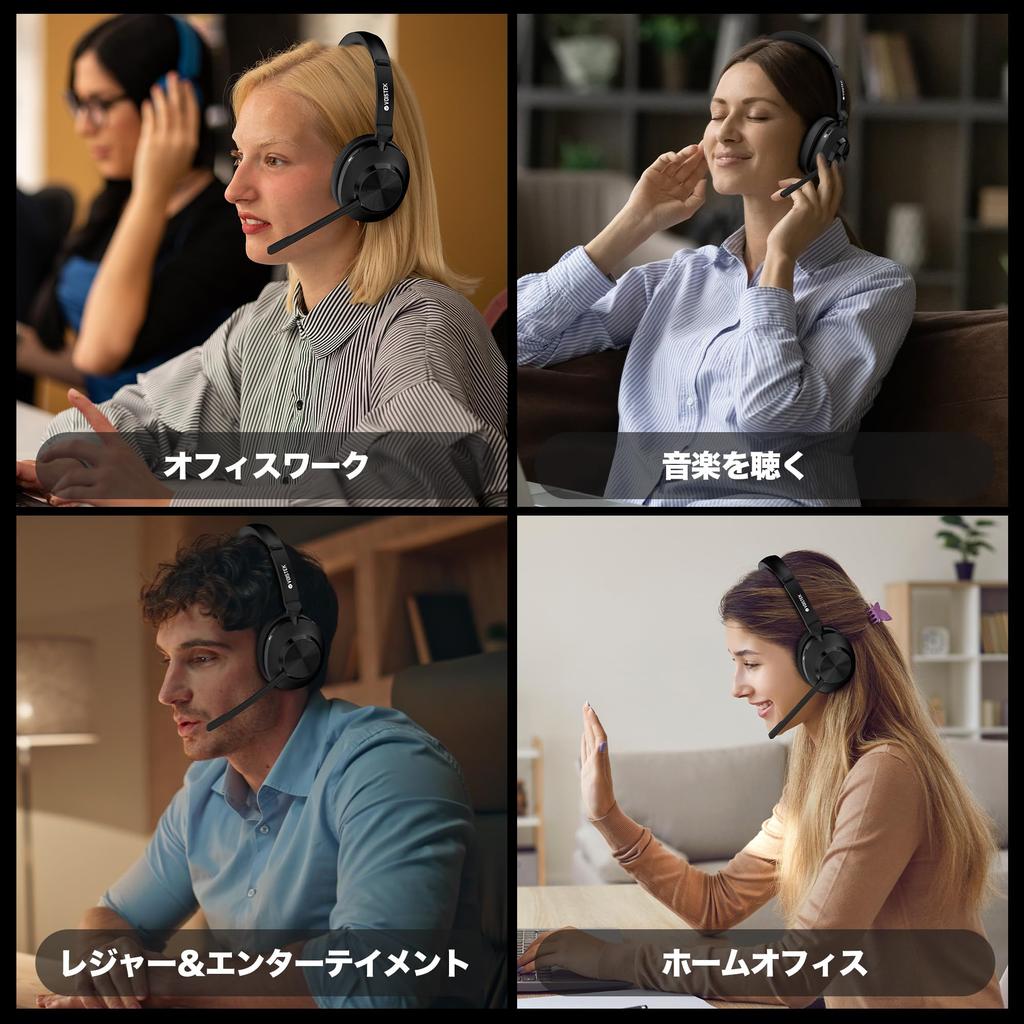 Voistek Professional Wireless Bluetooth with Charging Stand and USB New Button Mute Simultaneous Connection with Two 50 Hours of Talk Fast Low