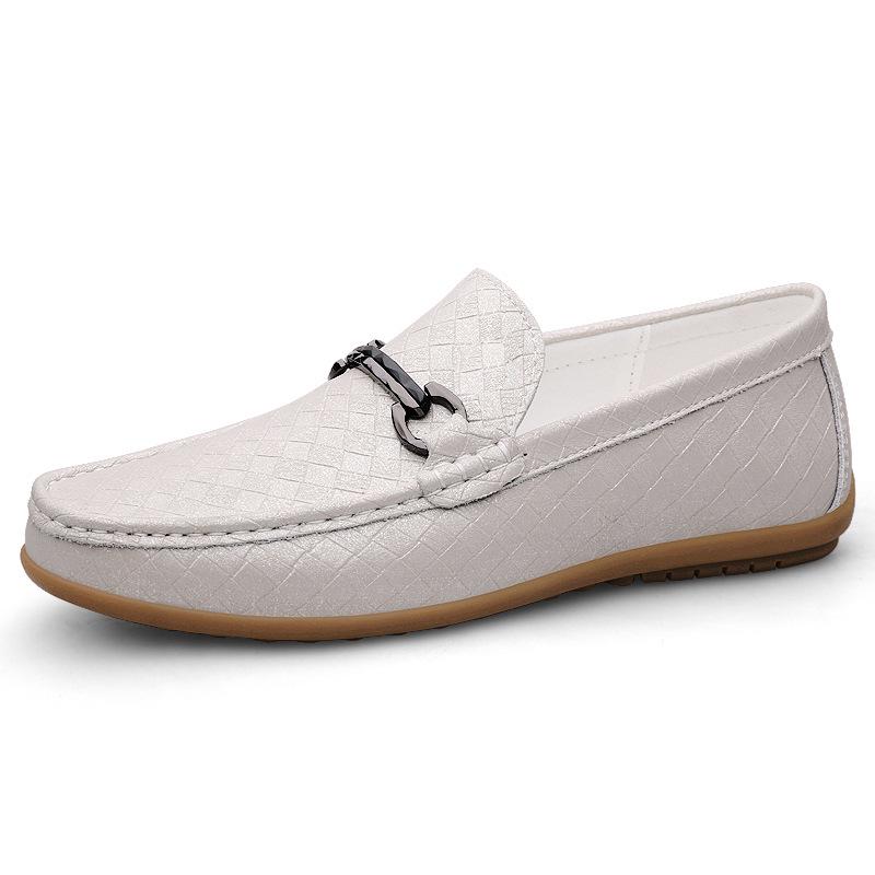 Men s Summer Genuine Leather Breathable Slip-on Casual Shoes - Versatile Driving Style 39 белый