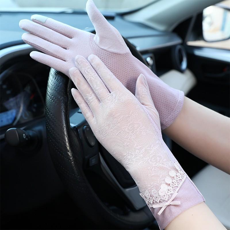 Sunscreen Lace Gloves Spring Bow Touch Screen Gloves Ladies Driving Breathable Outdoor Shade Cycling Summer Gloves