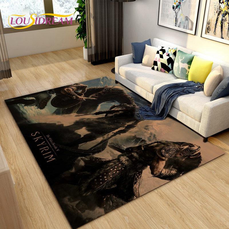 Alfombra grande para gamers de The Elder Scrolls, ideal para sala de estar, dormitorio, sofá, decoración, antideslizante para niños.