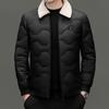 Men's Wool Collar Lightweight Down Jacket - Fashionable, Warm, Short Lapel Winter Coat for Middle-Aged